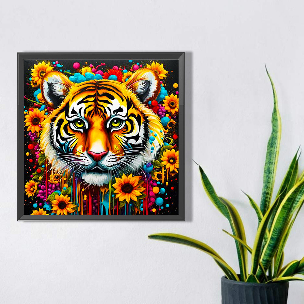 Sunflower Tiger - Full AB Square Drill Diamond Painting 40*40CM