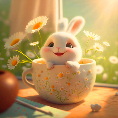 Cup Rabbit - Full AB Square Drill Diamond Painting 40*40CM