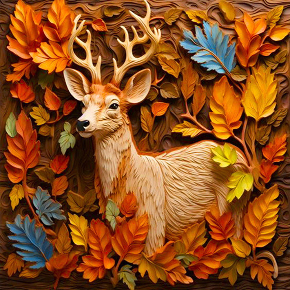 Embossed Elk - Full AB Square Drill Diamond Painting 40*40CM