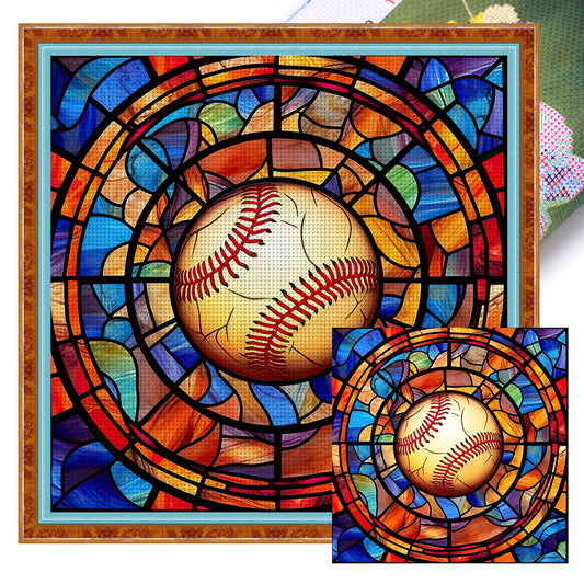 Glass Painting-Baseball - 11CT Stamped Cross Stitch 40*40CM