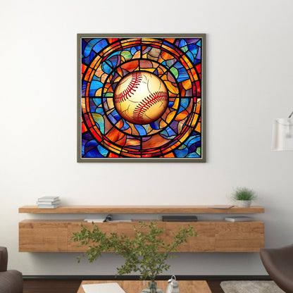 Glass Painting-Baseball - 11CT Stamped Cross Stitch 40*40CM