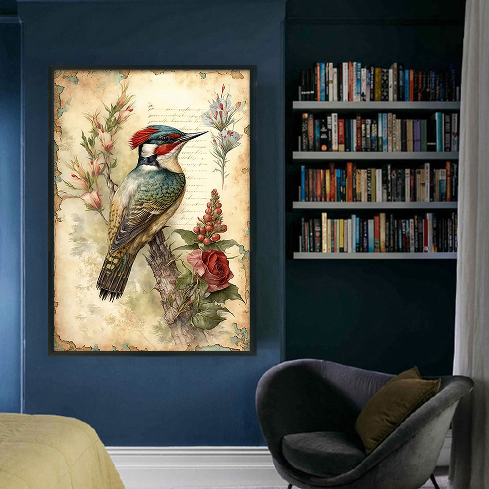 Woodpecker And Flowers - 11CT Stamped Cross Stitch 40*60CM