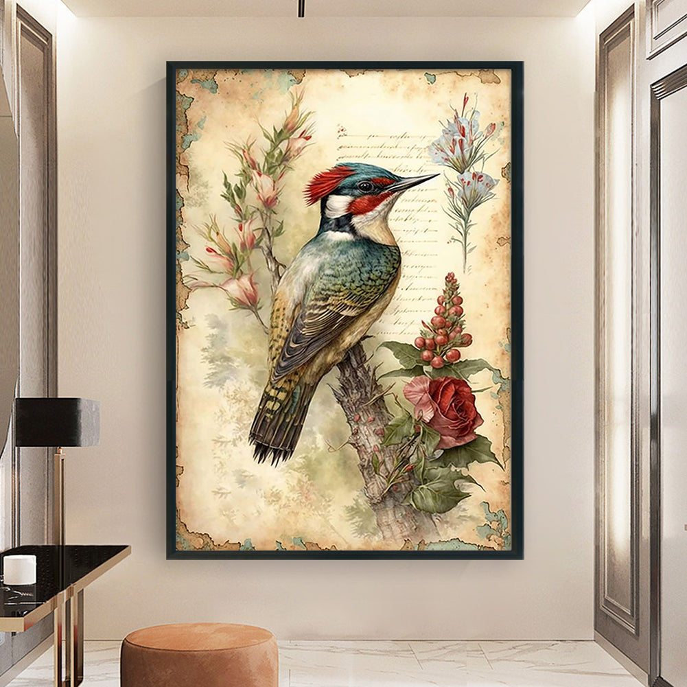 Woodpecker And Flowers - 11CT Stamped Cross Stitch 40*60CM