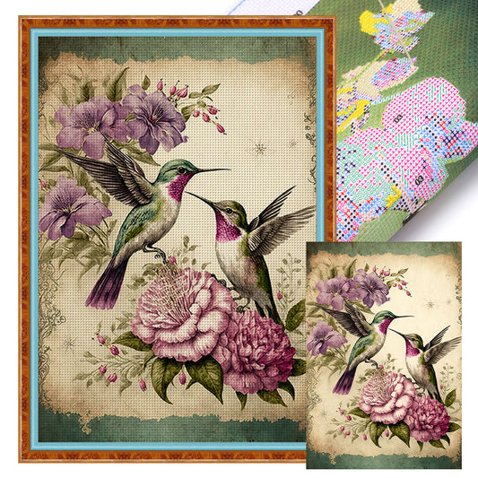 Hummingbirds And Flowers - 11CT Stamped Cross Stitch 40*60CM