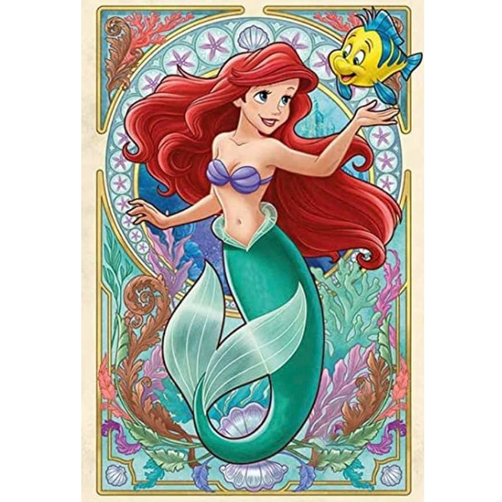 Mermaid Princess Ariel - 11CT Stamped Cross Stitch 50*70CM