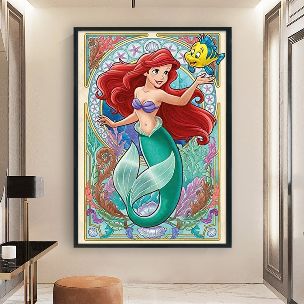 Mermaid Princess Ariel - 11CT Stamped Cross Stitch 50*70CM