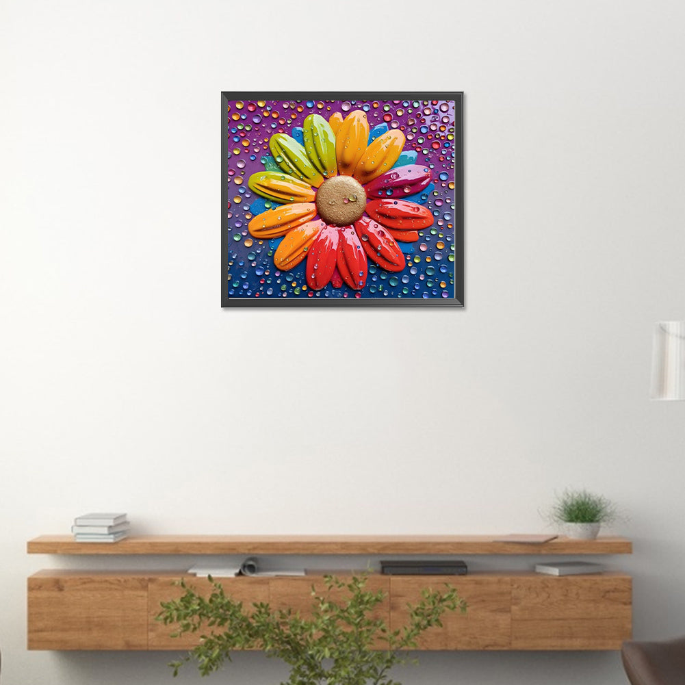 Colored Flowers - Full Round Drill Diamond Painting 40*35CM