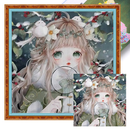 Cute Little Girl In Ancient Times - 11CT Stamped Cross Stitch 80*80CM