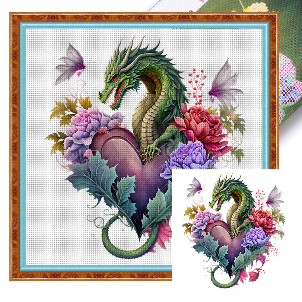 Love Flower Pterosaur - 18CT Stamped Cross Stitch 30*30CM