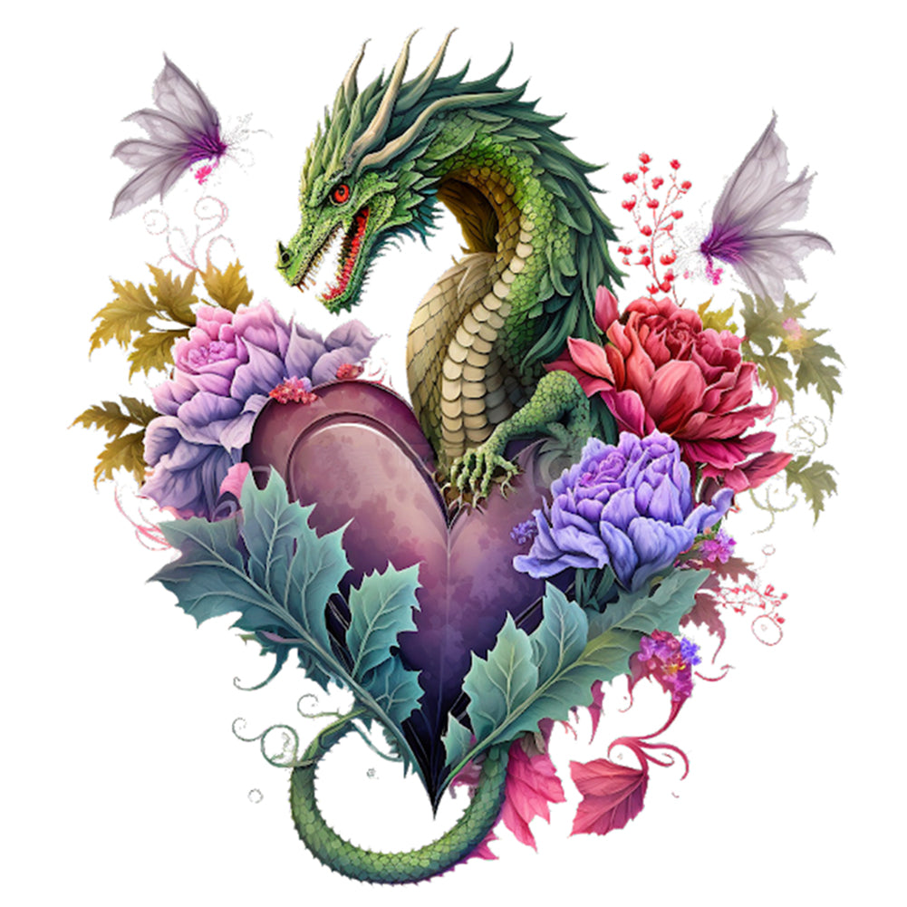 Love Flower Pterosaur - 18CT Stamped Cross Stitch 30*30CM