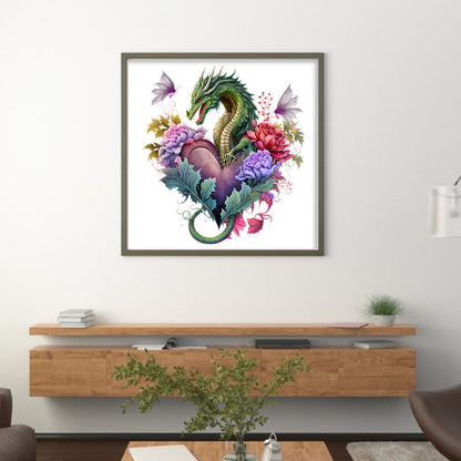 Love Flower Pterosaur - 18CT Stamped Cross Stitch 30*30CM