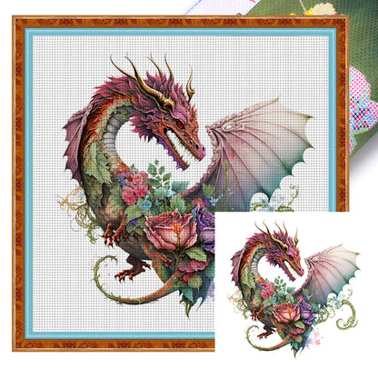 Love Flower Pterosaur - 18CT Stamped Cross Stitch 30*30CM