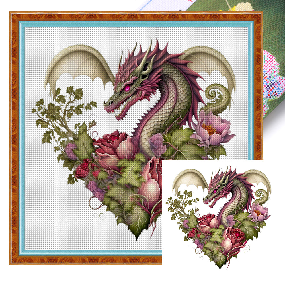 Love Flower Pterosaur - 18CT Stamped Cross Stitch 30*30CM