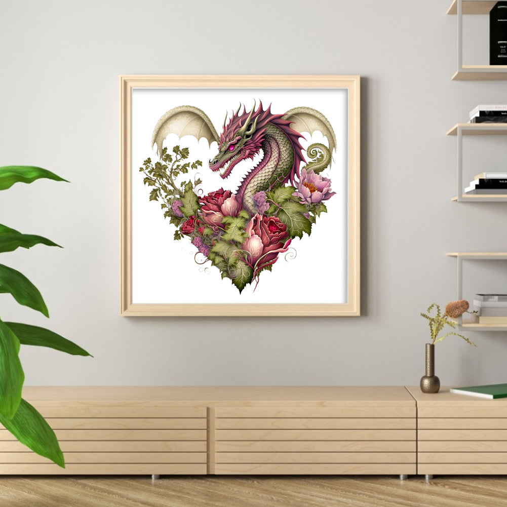 Love Flower Pterosaur - 18CT Stamped Cross Stitch 30*30CM