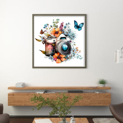 Butterfly Flower Camera - 11CT Stamped Cross Stitch 50*50CM