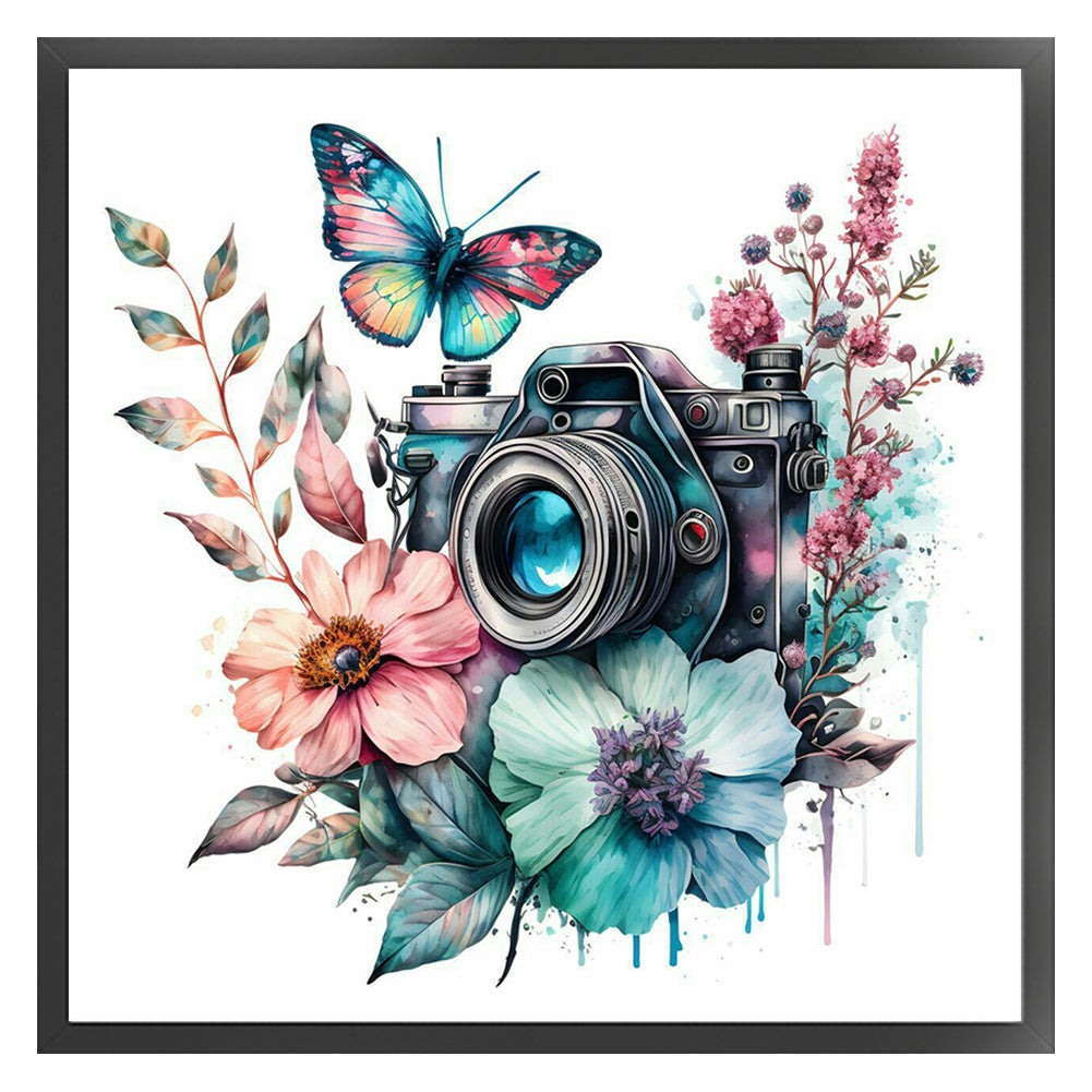 Butterfly Flower Camera - 11CT Stamped Cross Stitch 50*50CM