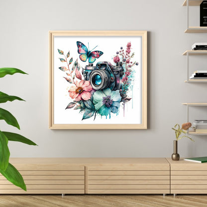 Butterfly Flower Camera - 11CT Stamped Cross Stitch 50*50CM