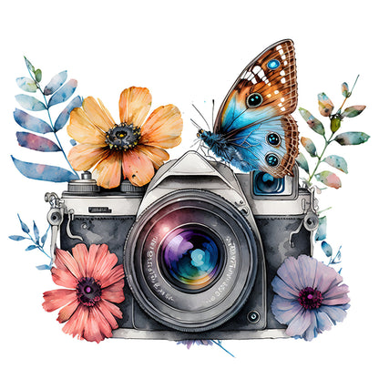 Butterfly Flower Camera - 11CT Stamped Cross Stitch 50*50CM