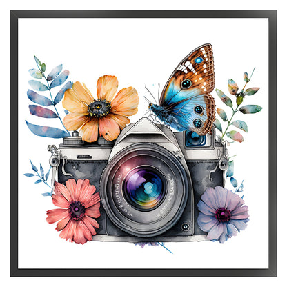 Butterfly Flower Camera - 11CT Stamped Cross Stitch 50*50CM