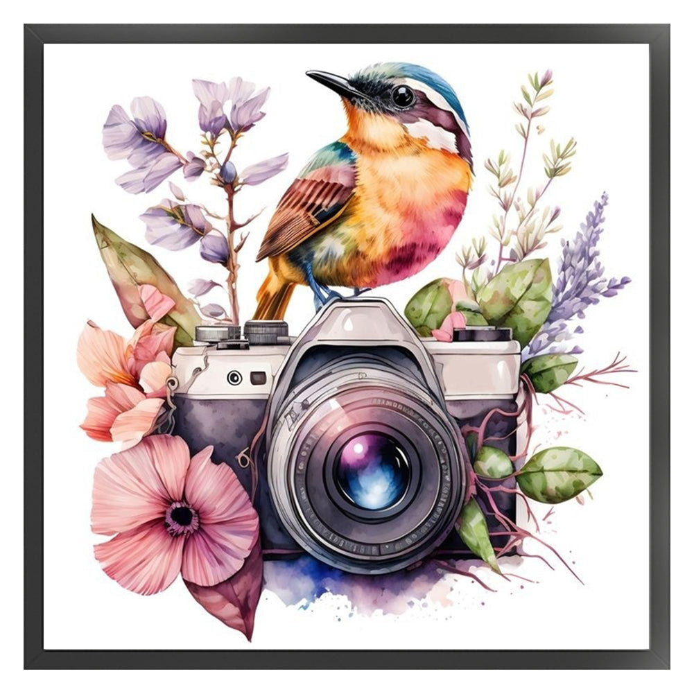 Bird And Flower Camera - 11CT Stamped Cross Stitch 50*50CM