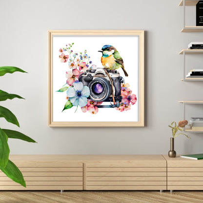 Bird And Flower Camera - 11CT Stamped Cross Stitch 50*50CM