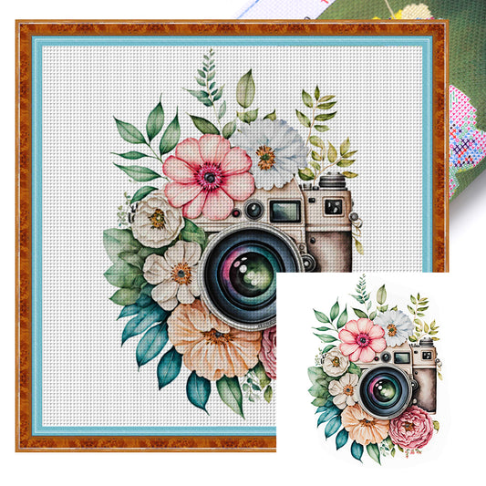 Flower Camera - 11CT Stamped Cross Stitch 50*50CM