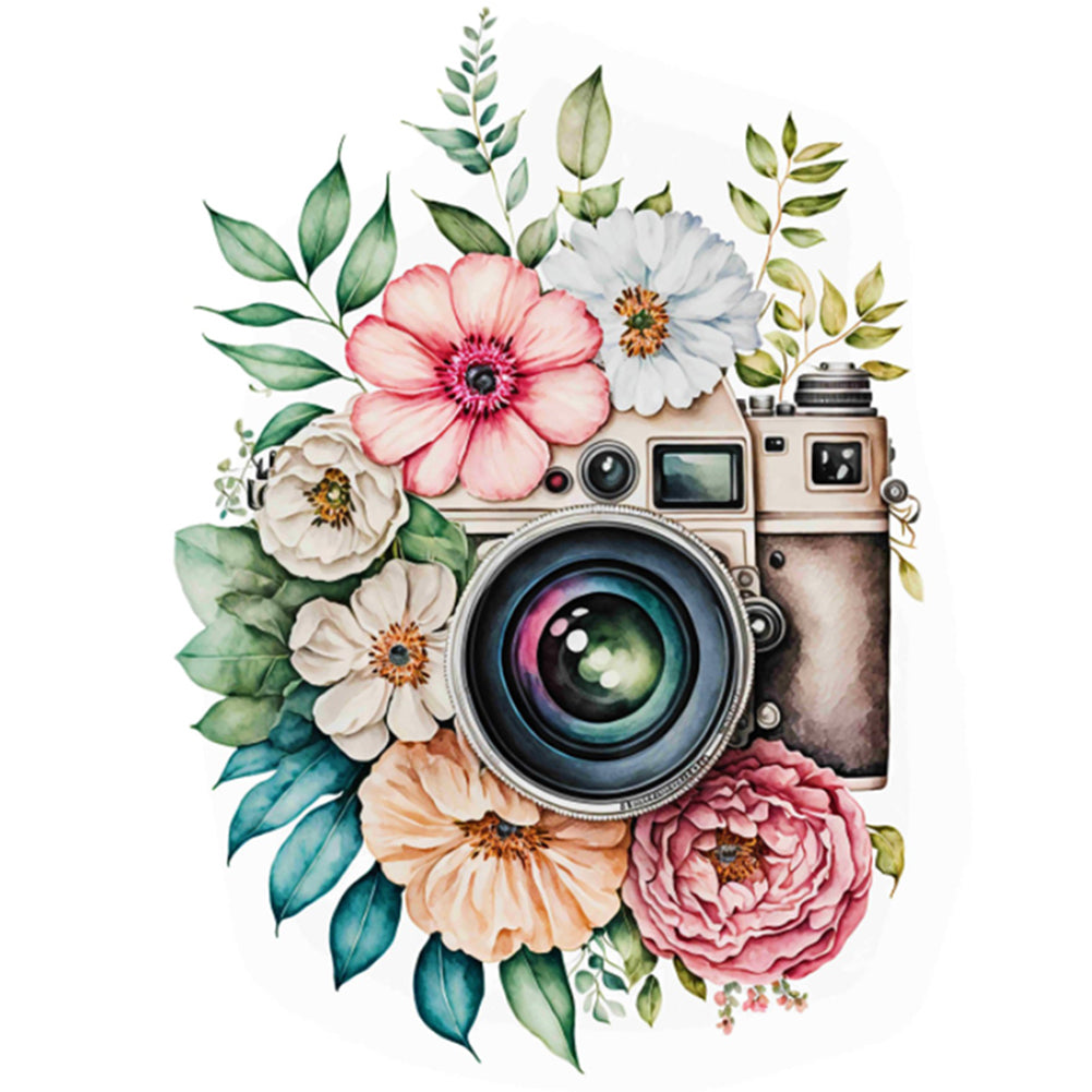 Flower Camera - 11CT Stamped Cross Stitch 50*50CM