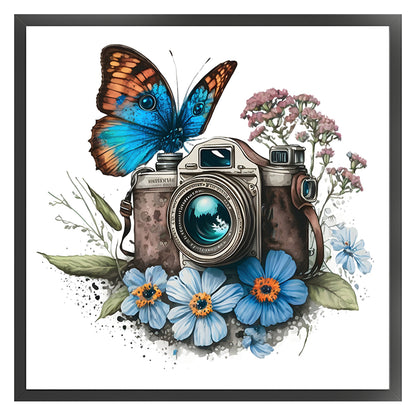 Butterfly Flower Camera - 11CT Stamped Cross Stitch 50*50CM