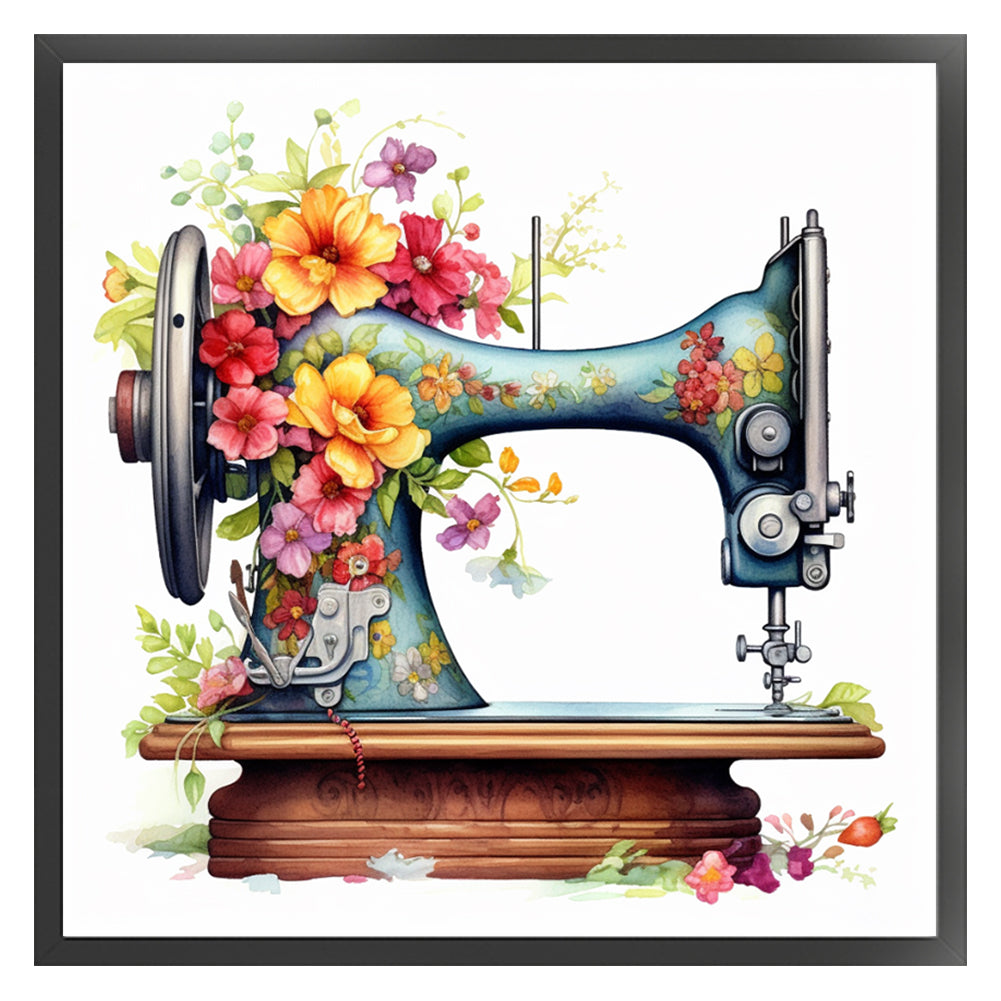 Flower And Plant Sewing Machine - 11CT Stamped Cross Stitch 50*50CM