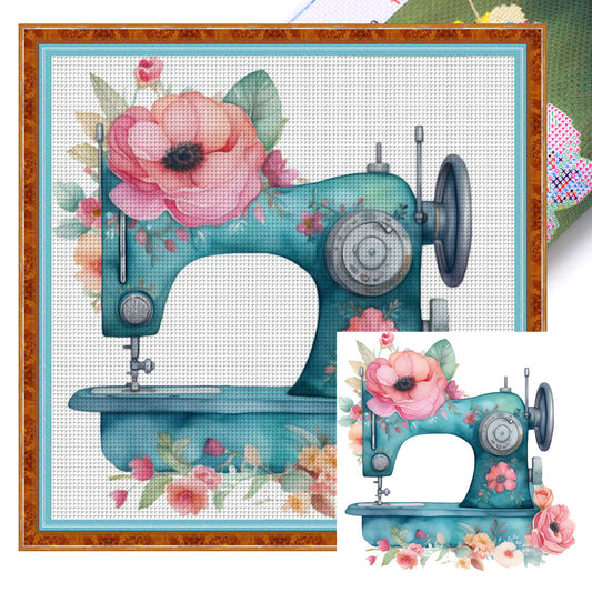 Flower And Plant Sewing Machine - 11CT Stamped Cross Stitch 50*50CM