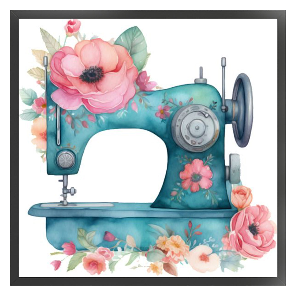 Flower And Plant Sewing Machine - 11CT Stamped Cross Stitch 50*50CM