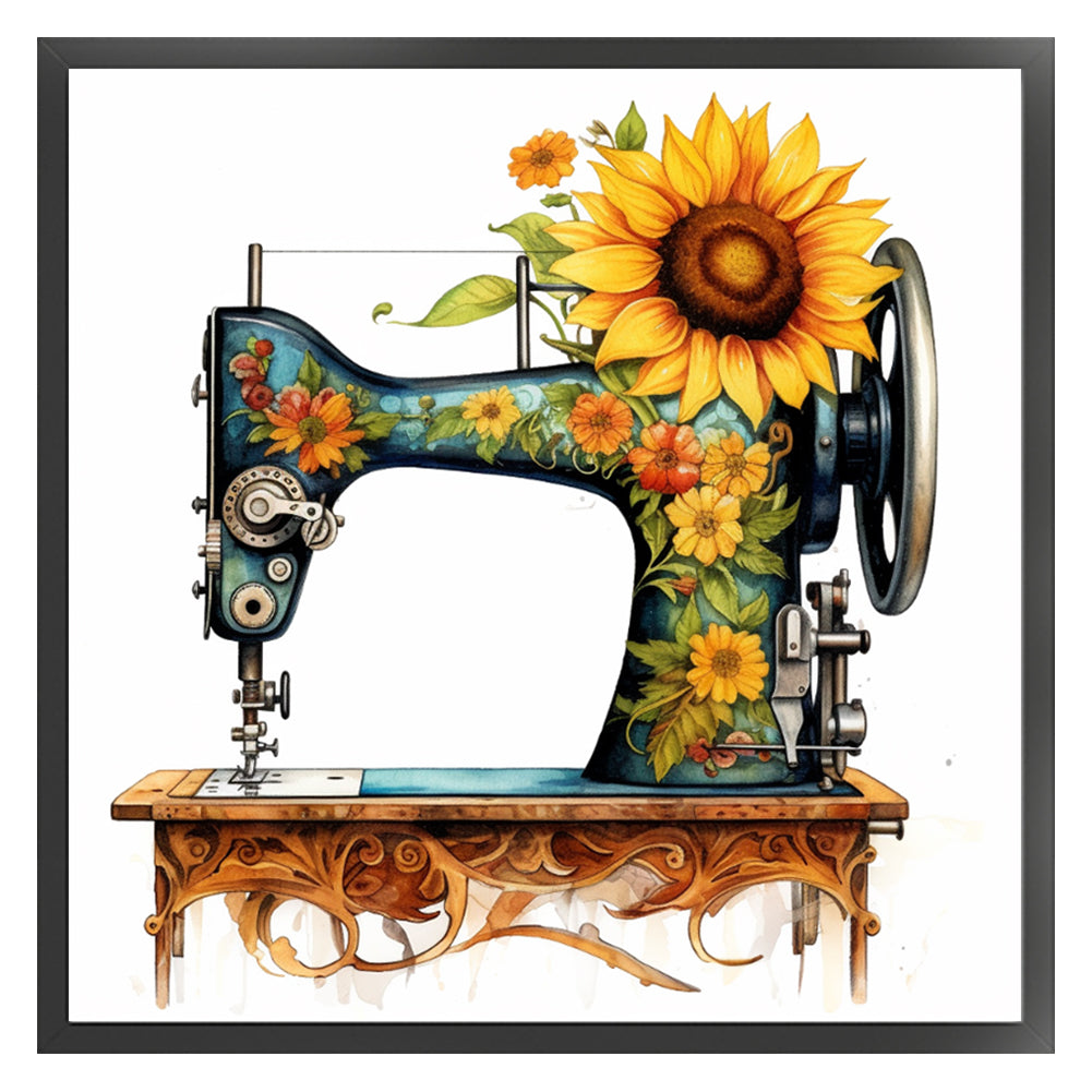 Flower And Plant Sewing Machine - 11CT Stamped Cross Stitch 50*50CM