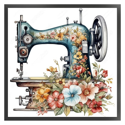 Flower And Plant Sewing Machine - 11CT Stamped Cross Stitch 50*50CM