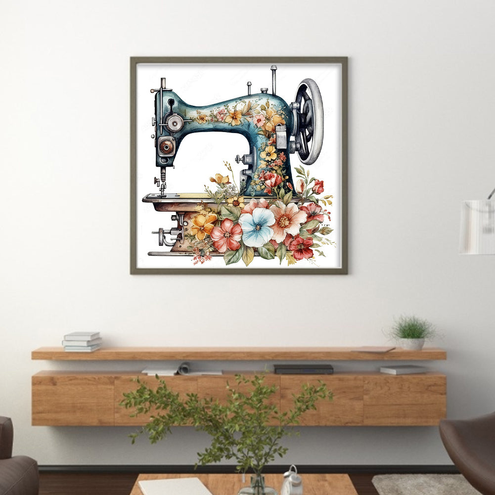 Flower And Plant Sewing Machine - 11CT Stamped Cross Stitch 50*50CM