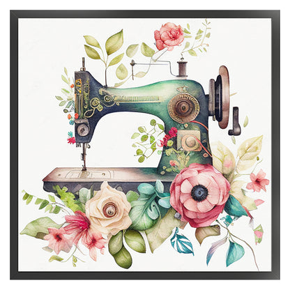 Flower And Plant Sewing Machine - 11CT Stamped Cross Stitch 50*50CM