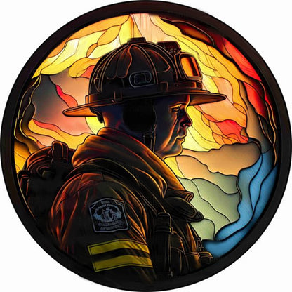 Medallion Firefighter - Full Round Drill Diamond Painting 30*30CM
