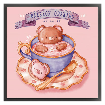 Bear Coffee - 9CT Stamped Cross Stitch 50*50CM