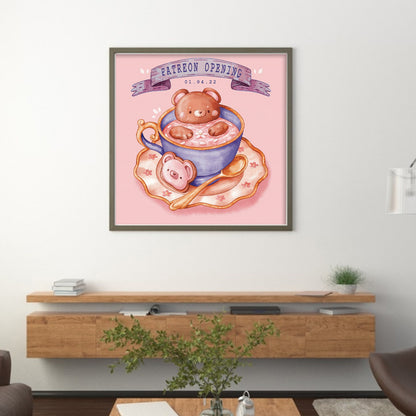 Bear Coffee - 9CT Stamped Cross Stitch 50*50CM