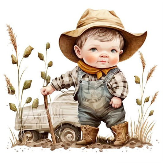 Cowboy Kid - Full Round Drill Diamond Painting 30*30CM