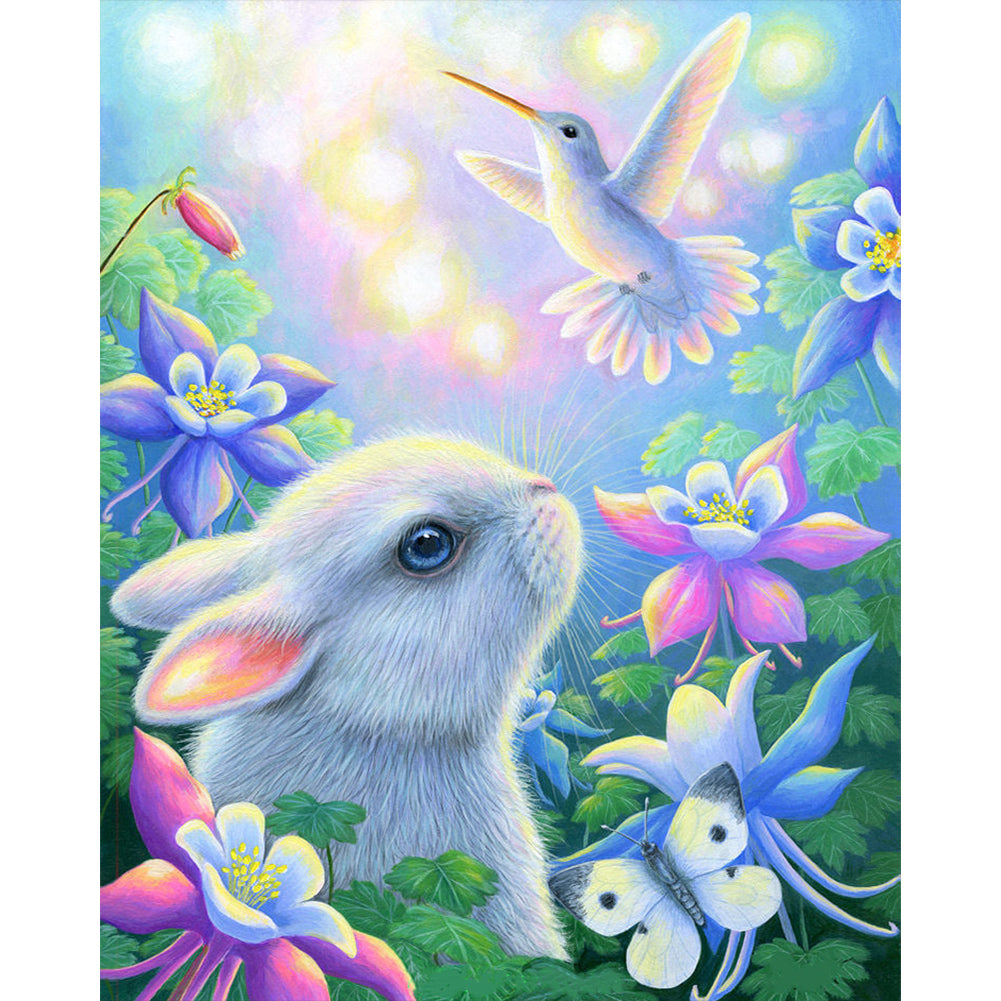 Garden Butterfly Rabbit Bird - Full AB Round Drill Diamond Painting 40*50CM