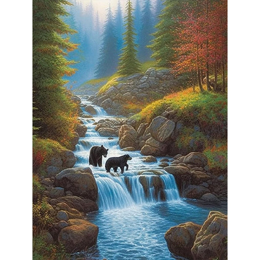 Waterfall View - Full Round Drill Diamond Painting 30*40CM