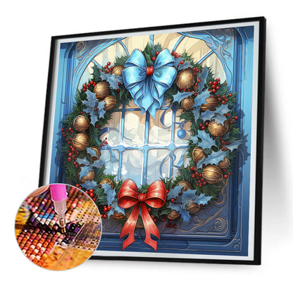 Christmas Wreath Glass Painting - Full Round Drill Diamond Painting 30*30CM