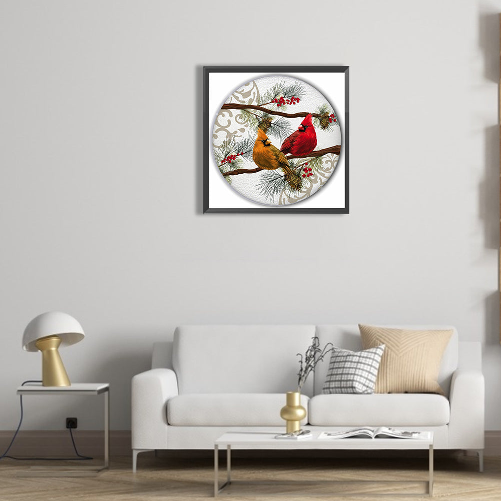 Branch Finch - Full Round Drill Diamond Painting 30*30CM