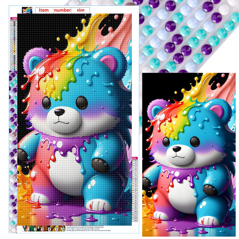 Colorful Water Drop Bear - Full Round Drill Diamond Painting 40*70CM