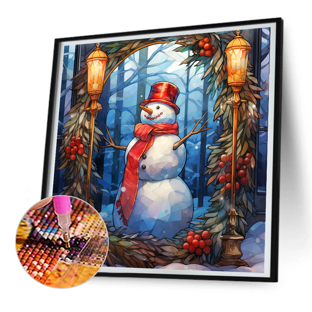 Christmas Atmosphere Glass Painting - Full Round Drill Diamond Painting 30*30CM