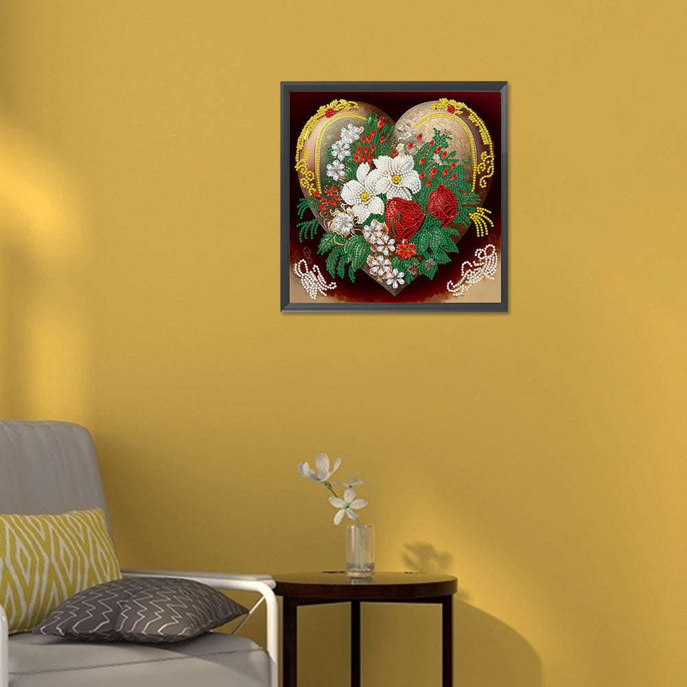 Love Flower Frame -  Special Shaped Drill Diamond Painting 30*30CM