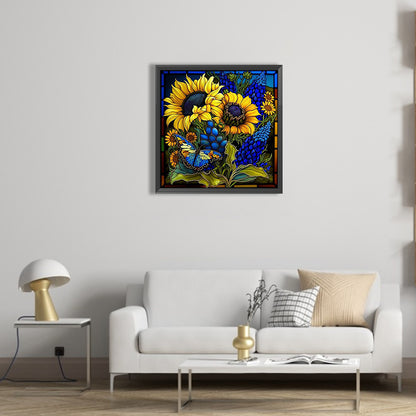 Sunflower Bushes Glass Painting - Full Square Drill Diamond Painting 35*35CM