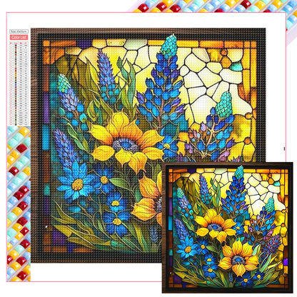 Sunflower Bushes Glass Painting - Full Square Drill Diamond Painting 35*35CM