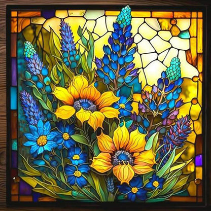 Sunflower Bushes Glass Painting - Full Square Drill Diamond Painting 35*35CM