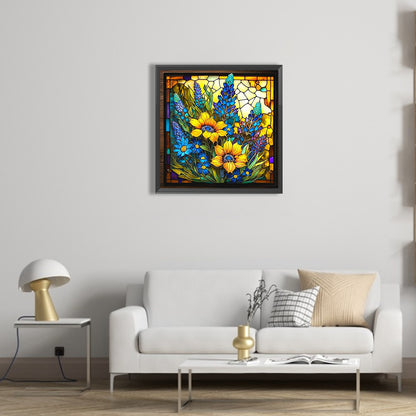 Sunflower Bushes Glass Painting - Full Square Drill Diamond Painting 35*35CM